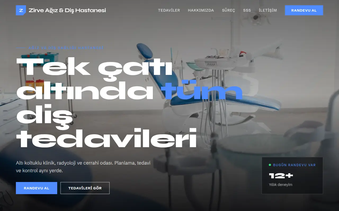 Modern Diş Kliniği Web Sitesi — Zirve Ağız & Diş Hastanesi